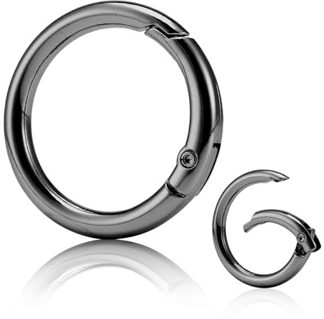 10 st Trigger Spring Gate O-ringar, metall rund fjäder delad karbinhake klämma för nyckelring, handväska, handväska, plånböcker, väskor, gör-det-själv-dekorationer (Gunmetal 25 mm)