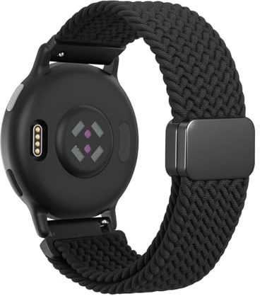 Fintie Flätat armband kompatibelt med Garmin Vivoactive 6/5/3, Garmin Venu/Venu 2 Plus/Venu Sq/Sq 2, Forerunner 165/245/55, magnetiskt lås, elastiska nylonarmband