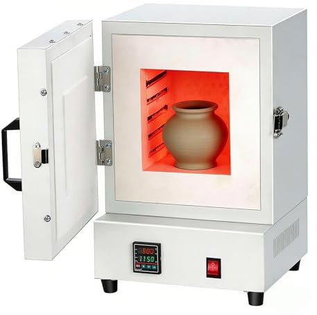 Horno Eléctrico de Cerámica para Hogar, Hornillo Pequeño de 2000W con Pantalla Digital y Temperatura 0-1150℃, Adecuado para DIY Arcilla, Fusión de Vidrio, Fundición a Cera y Fusión de Metales