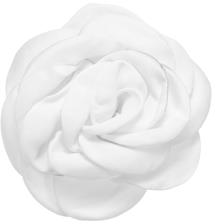 QUARKZMAN Broche De Flor De Rosa De 3.1 Pulgadas Hecho A Mano Blanco
