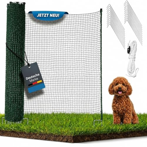 Terrivo® Mobiler Hundezaun 15m - Weidezaun ohne Strom - Campingzaun, Begrenzungszaun, Gartenzaun, Hühnerzaun, Schafzaun 90cm hoch mit Zubehör (15m)