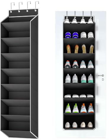 DYHNQE Tür Schuhorganizer Hängend mit 8 Großen, Schmal Schuhregal Hängend Passt Tiefen Taschen Schuhregal Tür Organizer für 16-24 Paar Wohnung Schlafzimmer Studentenwohnheim