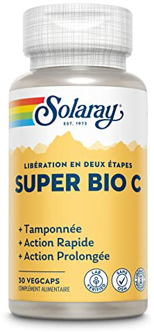 Solaray Super Bio C | Tamponnée, action rapide et prolongée | 30 vegcaps