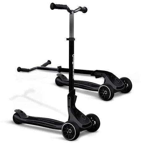 GLOBBER ULTIMUM – Tretroller Kinder Erwachsene, 125/90 mm extra breit, ABEC 7, 3-rädrig, höhenverstellbar, grau