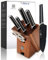 Bloque de cuchillos con cuchillo de 7 piezas, juego de cuchillos con revestimiento antiadherente de color negro, cuchillo de chef de acero inoxidable alemán, cuchillo de pan, cuchillo santoku