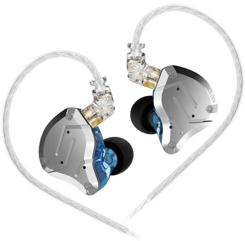 KINBOOFI KZ ZS10 Pro Écouteurs Intra-Auriculaires avec 4 Armatures Équilibrées et 1 Pilote Dynamique, HiFi Casques pour Batteur et Musicien (Bleu, sans Micro)