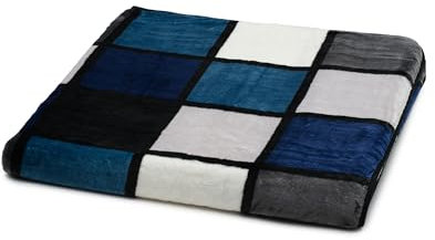 Gözze - Coperta Morbida, Sensazione Cashmere, Tessuto Spesso 500 g/m², Antigua, 100% Microfibra, 150 x 200 cm - Blu/Argento/Bianco