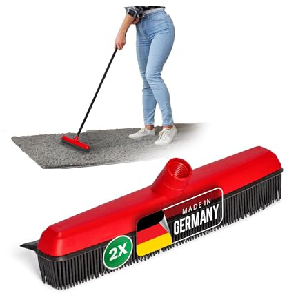 Novaliv 2er Set Gummibesen mit Abzieher Besenkopf Gummi Friseurbesen Schwarz Noppenbesen Hundehaarentferner Broom Parkett Besen für Drinnen Teppichbesen Bodenabzieher Haushaltsbesen Wunderbesen