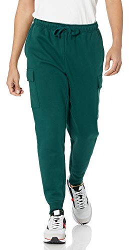 Amazon Essentials Pantalón Deportivo de Forro Polar Tipo Cargo para Hombre, Color Verde Oscuro, Talla L