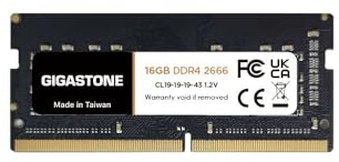 【DDR4 RAM Laptop Only】GIGASTONE 16GB DDR4 2666MHz (2400MHz or 2133MHz) PC4-21300 (PC4-19200/17000) CL19 1.2V SODIMM 260 Pin Unbuffered Non ECC High Performance Notebook Memory Upgrade
