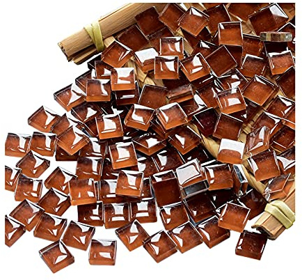 Mosaikfliesen, quadratisch, Schokoladen-Kristall, Mosaik-Glas-Fliesen für Bastelarbeiten, Großpackung, DIY, Bilderrahmen, handgefertigter Schmuck, Untersetzer, Kunstmaterial, Dekoration, 1 x 1 cm, 100