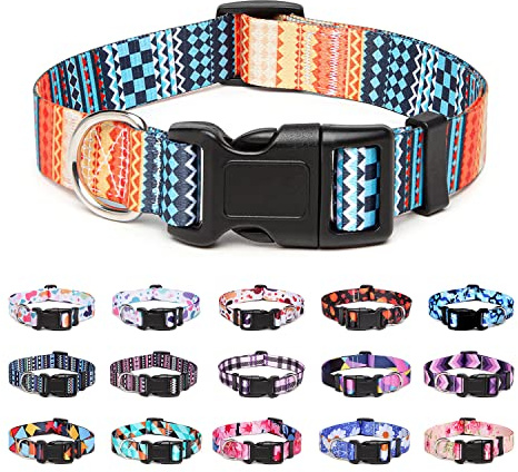 Suredoo Hundehalsband Verstellbares, Weich & Komfort Nylon Hunde Halsband für Kleine Mittlere Große Hunde Welpen Katzen (M, Orange)