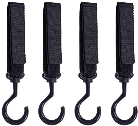Wisdompro Taschenhalter Auto 4 Stück, Klettverschluss Mehrzweck Kinderwagen Haken, Kopfstützen Haken mit 10kg Tragkraft, Auto Haken zum Aufhängen von Einkaufstaschen, Taschen, Drähten usw.