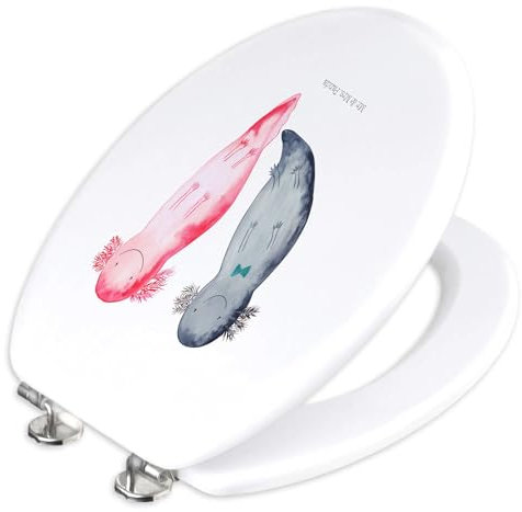 Mr. & Mrs. Panda Motiv WC Sitz Axolotl Freundin - Geschenk, Toilettendeckel, Liebesbeweis, Liebe, Klodeckel, Valentinstag, Molch, Klobrille, WC-Sitz,