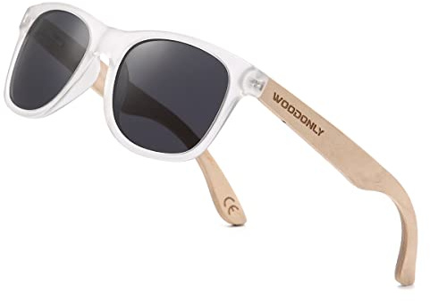 WOODONLY Mode Holz Polarisierte Sonnenbrille - Retro Stil Rechteckig Shades für Damen und Herren Perfekte Geschenke