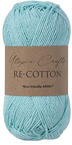 Utopia Crafts Re-Cotton Knitting Yarn, 100g Aqua Blue