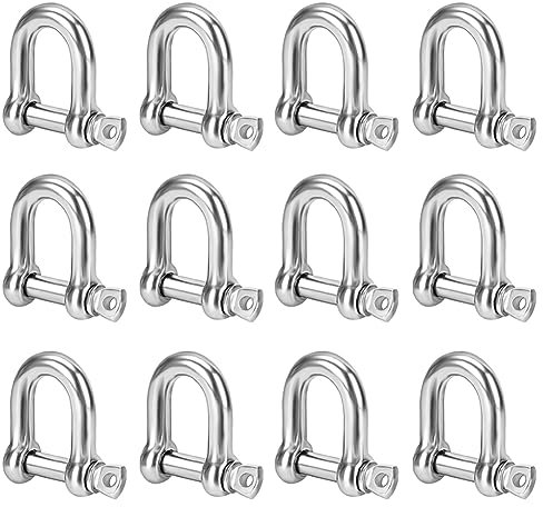 12 Pezzi M5 Grillo Acciaio Inox 304 Grillo Acciaio Inox a Vite Grillo Dritto Grillo per Anello a D Grillo Dell'ancora Grillo a Catena per Collegamenti Rapidi e Grilli Fissi
