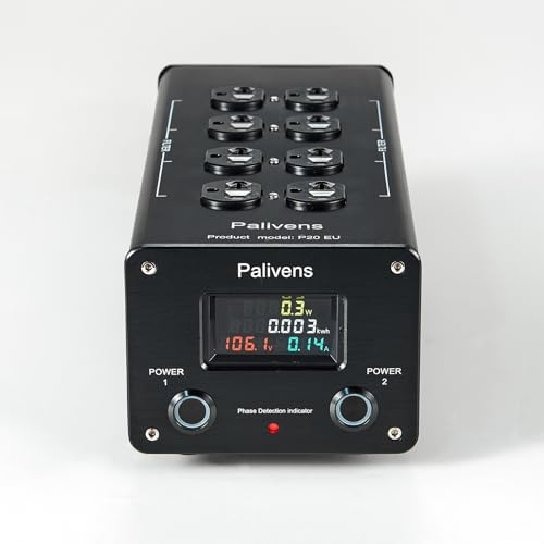 Pailvens AC Power Filter Power Conditioner, 8 Ways Power Socket, Line Conditioner Power Purifier with Universal Outlets, Power Conditioner Audio Suitable for HiFi CD Player Piano, TV, Black