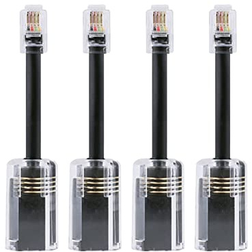 Lubrol 4 pezzi telefonico districante RJ9 4P4C 360 Gradi Girevole Esteso Anti-T-Angle telefonico Nero di Fissa