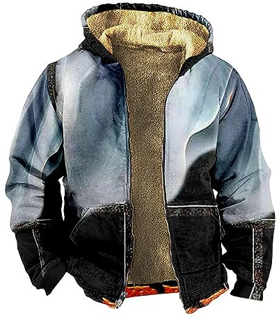 KONG JIMFAN Regenjacke Herren Compression Shirt Herren Kapuzenpulli Herren Jacke Winter Jeansjacken Herren Jackett Herren Poloshirt Herren Pullover Herren Dünner Stoff Kunstlederjacke(Light Blue,M)