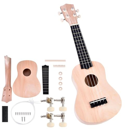 Ukulele 53 cm (12 tum) 4 strängar basträ bygger din egen omålade ukulele för barn, vänner och familj