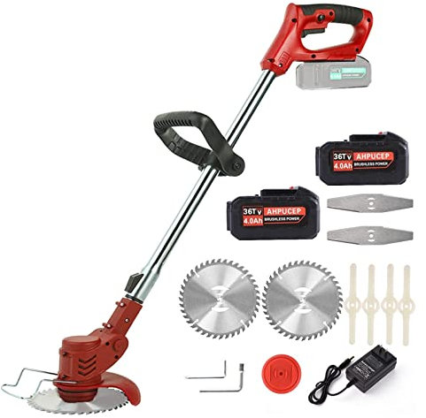 Cesoia per erba tagliasiepi portatile, Decespugliatore elettrico a batteria 36Tv con lame a 3 tipi Mangiaerba senza fili Tagliaerba elettrico Tagliaerba da giardino Potatura / taglio Leggero e facile