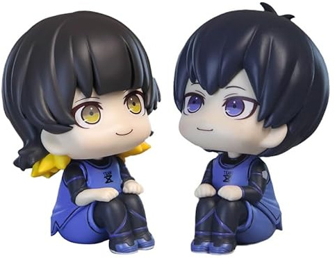Gooyeh 2pcs Blue Lock Figur Isagi Yoichi und BACHIRA MEGURU Actionfiguren Anime Figur der sitzenden PVC Figuren Statue Modell Sammlung Geschenk 10cm