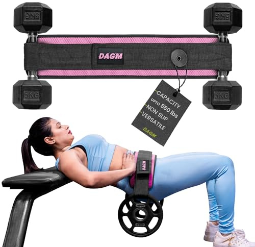 DAGM Hip Thrust Belt – babyrosa, neopren kraftig, unisex, justerbar med halkfria dynor