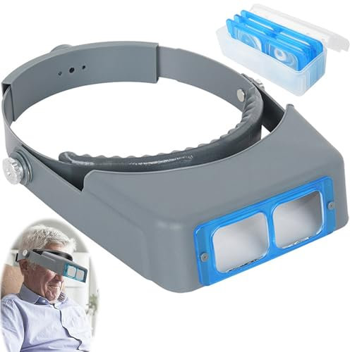 SQAQS Lupa para Diadema, 1,5X, 2X, 2.5X, 3.5X de Aumentos, Lentes Extraíbles, Lupa de Diadema, para Aficiones, Electricistas, Joyeros, Manualidades y Personas Mayores, Gafas de Aumento