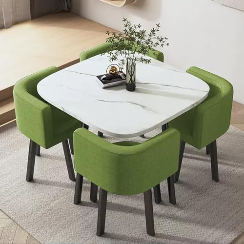YUGXTH Esstisch mit 4 StüHlen, KüChentisch, Tisch und Stühle Set, Besprechungstisch, Quadrat Konferenztisch, Platzsparender 4-Sitzer-Café-Tisch, für Zuhause, Küche(Color:Cotton-9)