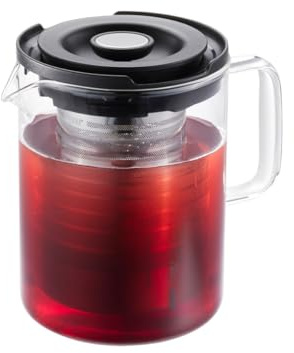 GEFU T-PREP Teekanne 800 ml - Glas-Teebereiter mit Brühstopp-Funktion | Hitzebeständiges Borosilikatglas, mikrofeiner Edelstahl-Teefilter für losen Tee und praktischer Aromaschutzdeckel.
