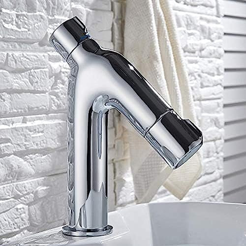 ZDEZHI Robinets de lavabo thermostatiques Robinet mitigeur d'eau Chaude et Froide pour Salle de Bain Robinet de lavabo chromé Robinet de lavabo monotrou Robinets de Grue pour lavabo de Salle de Bain