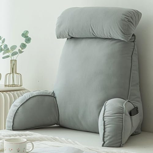 Lesekissen Fürs Bett – Weicher Samtstoff Und Bequeme Schaumstofffüllung – Optimale Rückenunterstützung – Tragbares Rückenkissen Mit Armlehnen – Kuschelkissen For Erwachsene(C,75x40x50CM (without headr