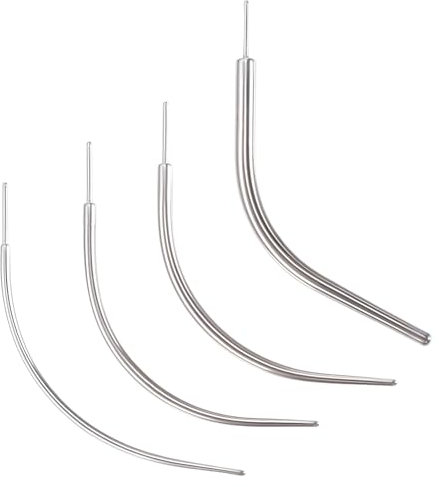 Yolev 4 PCS Piercing Einführhilfe Gebogen Einfügewerkzeug Piercing Zubehör Chirurgenstahl 14G/16G/18G/20G Tapered Insertion Pin Anschrauben Gebogen Kit Zum Tragus Helix Lippe Nase Knorpel