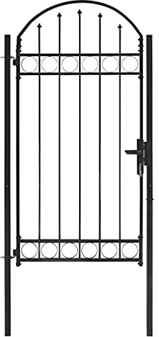 Xichuzi Puerta de jardín con Arco Superior 100x250 cm Acero Negro, Puertas para Jardin, Puertas De Exterior, Valla Jardín, Rejas para Puertas De Entrada