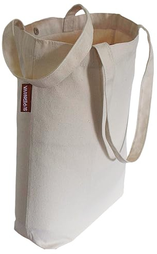 SUPERNOVA Lifestyle Premium 10oz (340gsm) 100% Natural Unbleached Cotton Canvas Tote Bag Super Strong Reusable Grocery Shopping Bag, Ideal for Painting, Embroidery, Printing