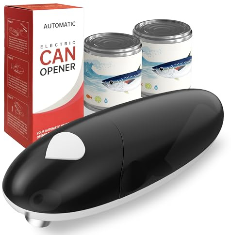 ROLWAY Can Opener, Easy Control Electric Can Opener with Non-Slip Design, Safe and Efficient Can Opener for Seniors, Smooth Edge, Hands Free for Home or Travel, Black