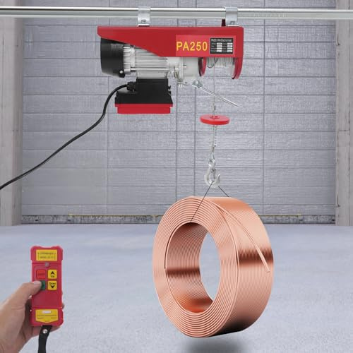 550W Electric Hoist with Wireless Control, 250kg Engine Hoist Lift with Two Slings, Lightweight Lifting Winch for Garage, Warehouse, Construction, Aluminium Wire Motor