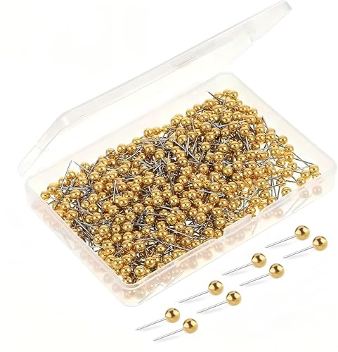 200 Pcs Gold Map Push Pins – Round Head Drawing Pins for Travel Maps – Push Pins for Cork Boards, Bulletin Boards, Photos, DIY Crafts & Home/Office Marking