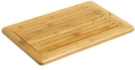 Tabla de Cortar Pan de bambú para Cocina Con bandeja recogemigas, Robusta y resistente, 9 Canales horizontales 38x24x2 cm