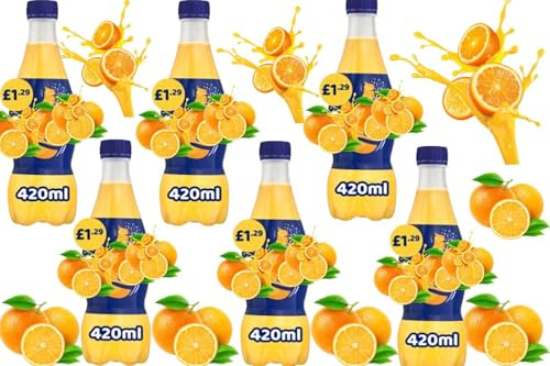 Refreshing Sparkling Orange Fruit Drink with Citrus Pulp - PMP - 420ml – Fizzy & Fruity Beverage - orgn (6 x Bottle)