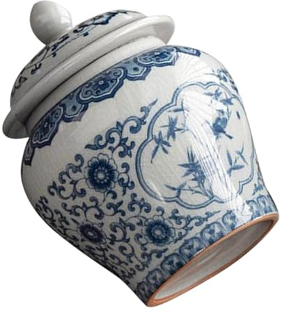Garneck Keramik Vorratsdose mit Deckel Vintage Stil Retro Chinesische Ingwer Vase Teedose Luftdicht Aufbewahrung für Tee Kaffee Trockenwaren Dekorative Porzellan Dose mit Weitem Mund