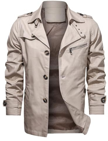 Caxndycing Veste d'hiver en polaire pour homme - Parka d'hiver chaude doublée - Sans capuche - Coupe-vent - Long manteau d'extérieur - Parka pour homme - Vestes de cowboy doublées - Manteau pour homme