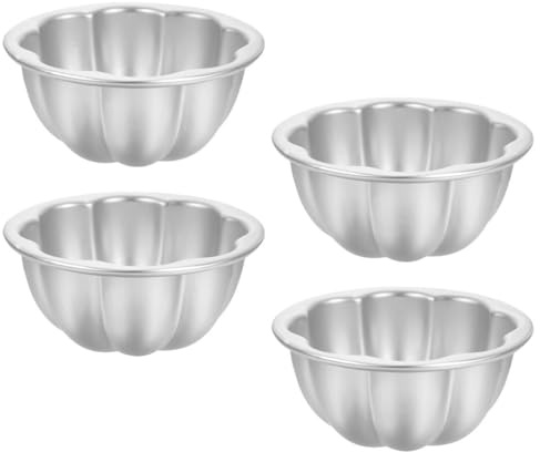 GETAJGHSD Stampi per Crostatine in Alluminio 4 Pezzi, Mini Pirottini per Dolci da Forno, Stampi per Budino e Cupcake Cottura Uniforme, per Dessert e Banchetti