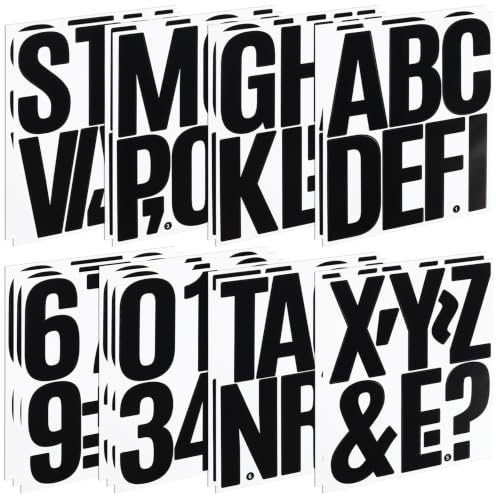Hseonmauyi 4 Inch Large Stick on Sticky Adhesive Letter Number Stickers | Vinyl Self Adhesive Alphabet Letters Sticker for Mailbox, Bulletin Board, Outdoor House Address Sign (18 Sheets Black)