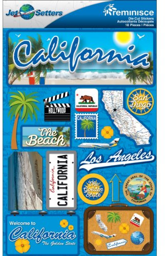 Reminisce Jet Setters 2 3-Dimensional Sticker, California,Blue
