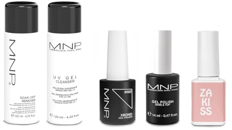 MESAUDA KIT SEMIPERMANENTE UNGHIE SMALTO GEL POLISH RIMOZIONE RAPIDA | BASE & TOP XBOND + SOAK OFF REMOVER + CLEANSER SOLUZIONE SGRASSANTE + OMAGGIO SEMIPERMANENTE 10 Ml