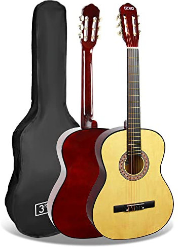 3rd Avenue Chitarra classica spagnola livello beginner di dimensioni standard 4/4 3rd Avenue con corde in nylon, e custodia da trasporto – Naturale