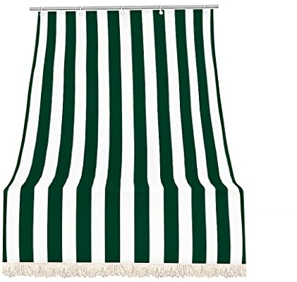 Tenda da sole tessuto resistente per esterno, Terrazzo, con anelli lavabile frange pizzo, da Balcone - Verde - 200x295 cm