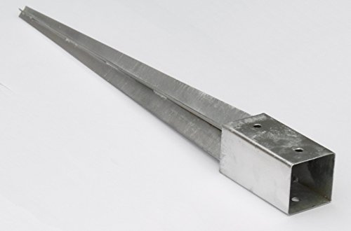 70 mm Einschlaghülse Pfostenträger 750 mm lang, feuerverzinkt, Bodenhülse für quadratische Holzpfosten 70x70 mm, wetterbeständig, Zaunpfostenhalter, Einschlagbodenhülse Stahl mit 4 Schraublöchern